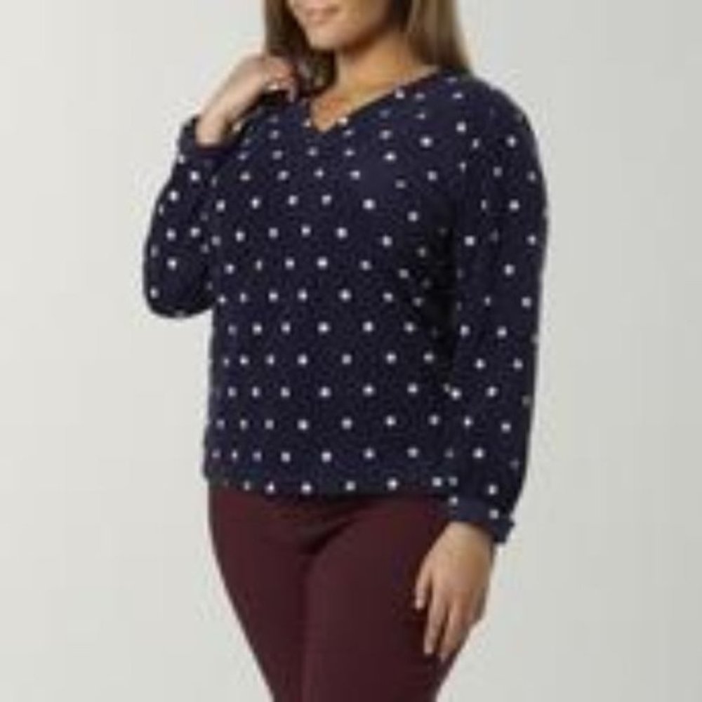 Basic Editions Polka Dot Fleece Pullover